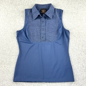 Kathleen Kirkwood Under Cover Agent Womens S Collared Tank Sleeveless Button Top